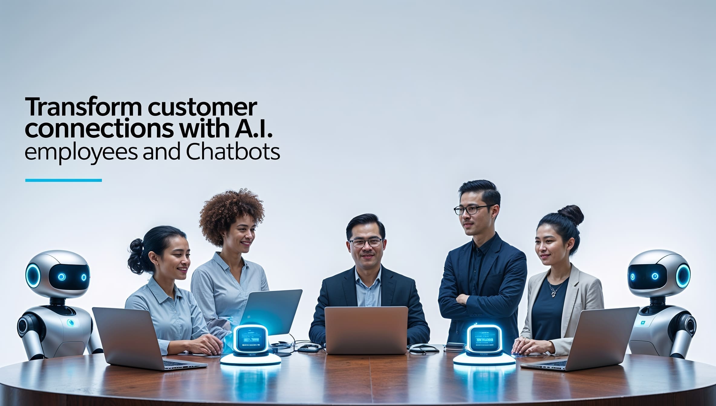 Employee collaborating with AI-powered chatbot on a computer, enhancing customer service and creating seamless user interactions.
